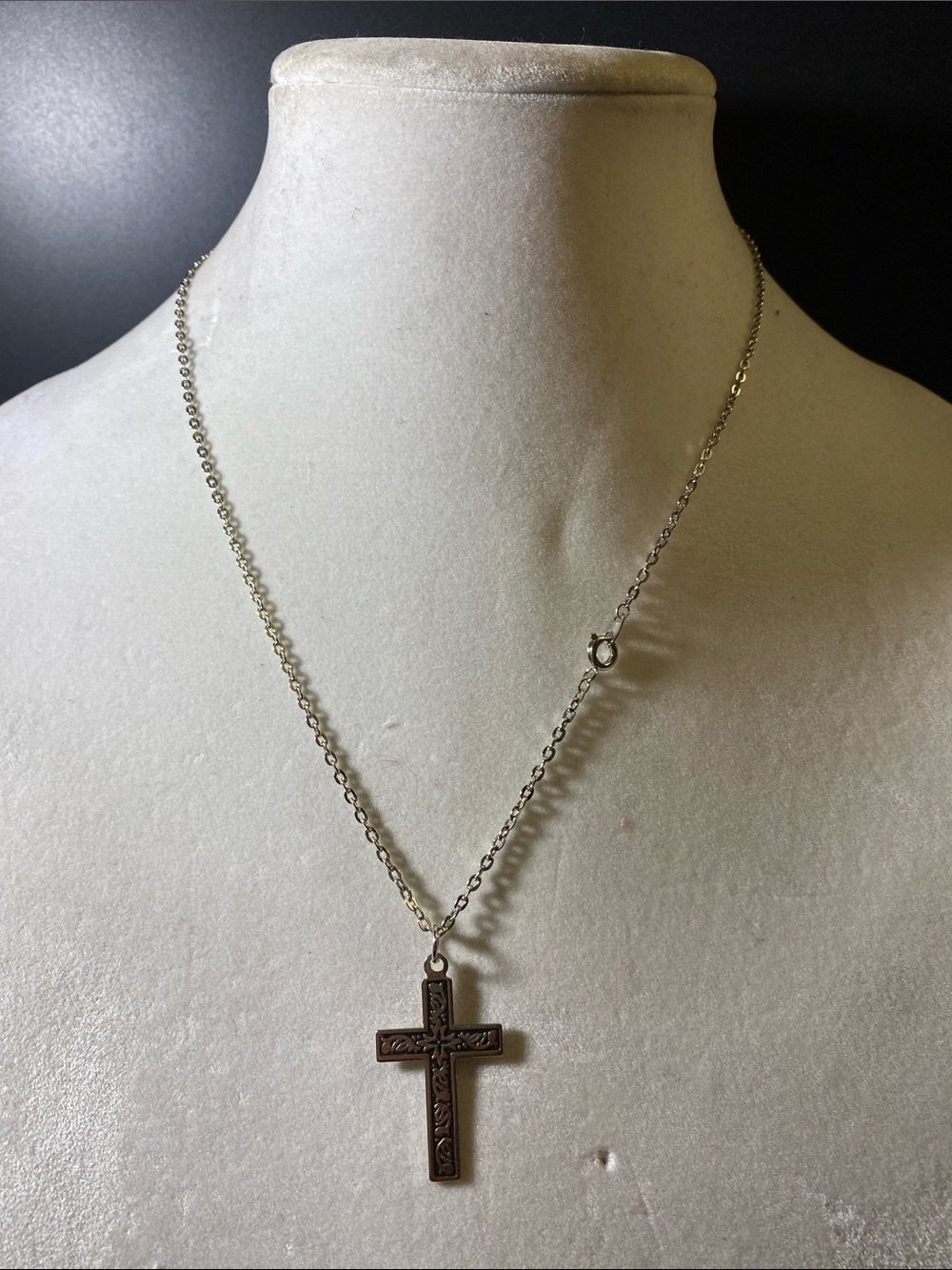 Silver-Tone Floral Cross Pendant Necklace - Women Jewelry